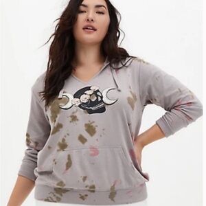 Torrid Multi Dip-Dye Skull and Moon Hoodie Size 3x